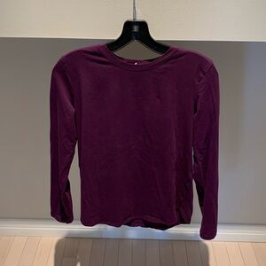 Lululemon love long sleeve tee dramatic magenta curved hem